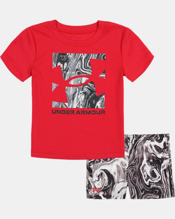 Boys' Infant UA Liquid Big Logo Short Sleeve & Shorts Set, Red, pdpMainDesktop image number 0